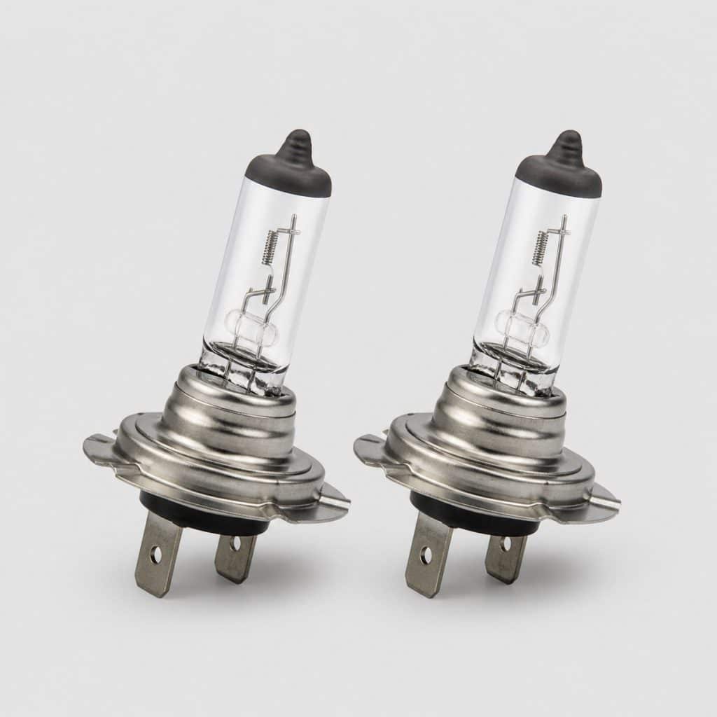 Lot de deux ampoules H7 en pack promotionnel sur fond clair