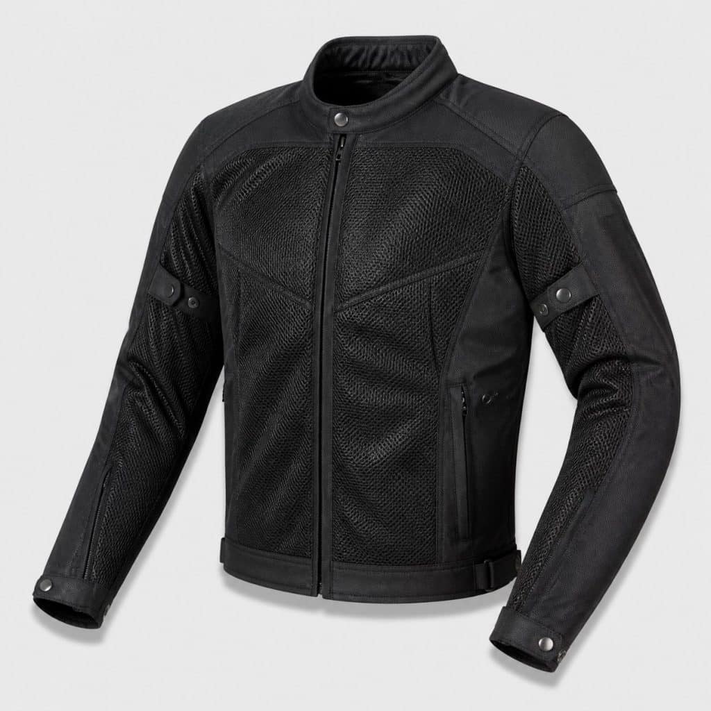 Blouson moto en mesh intégral sur fond clair