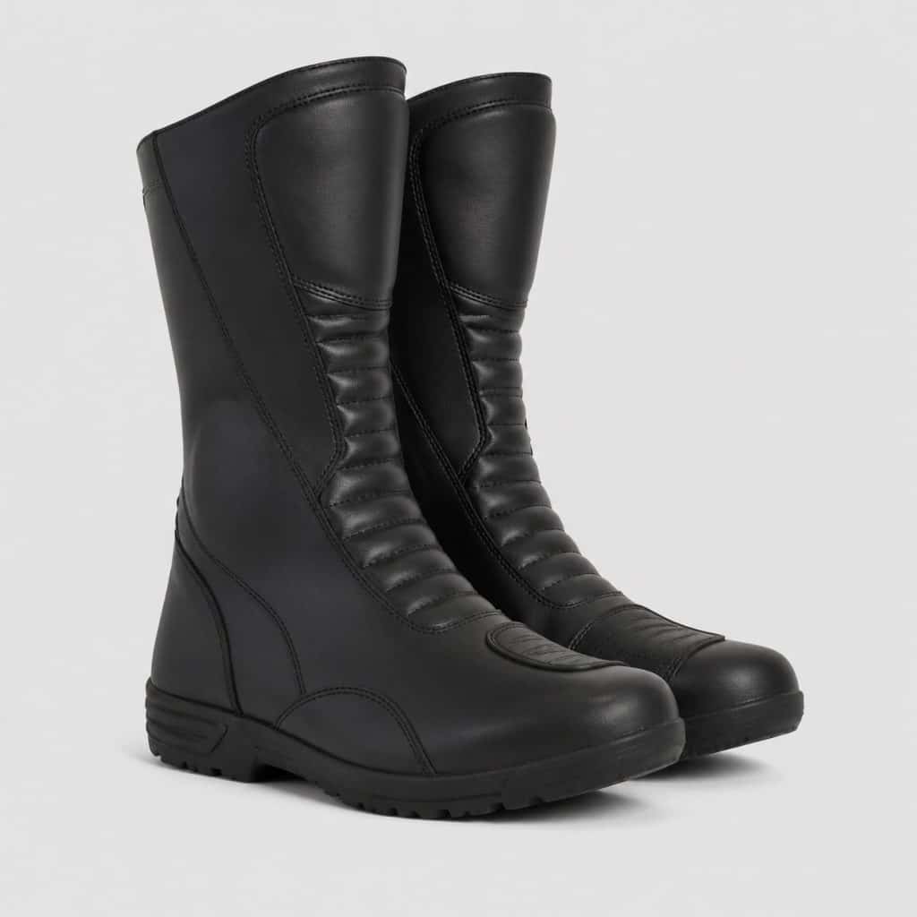 Paire de bottes moto femme sur fond clair
