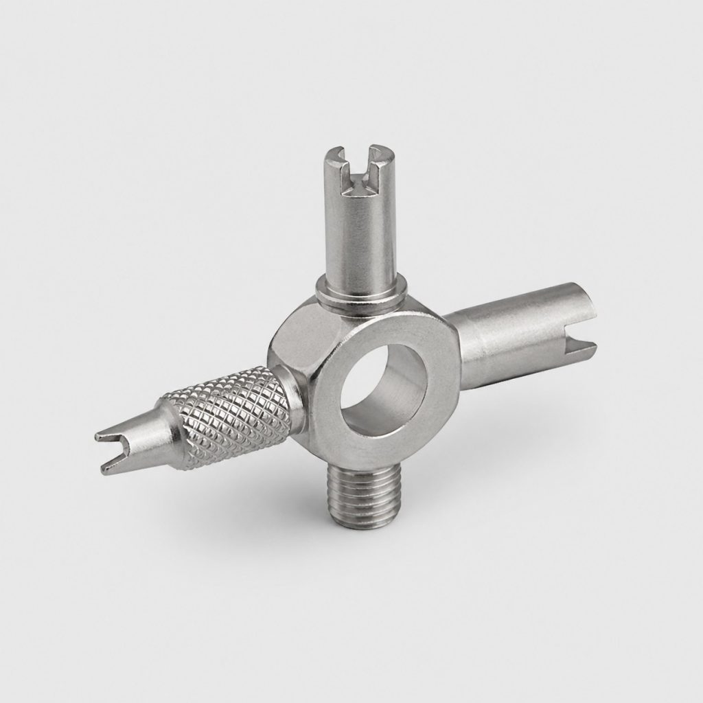 Outil compact 4 fonctions pour valve sur fond clair