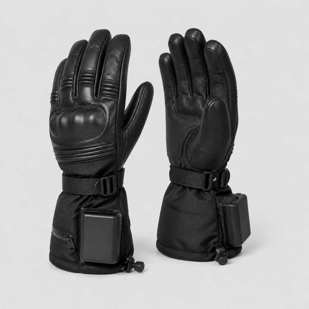 Paire de gants chauffants moto avec boîtier de batterie