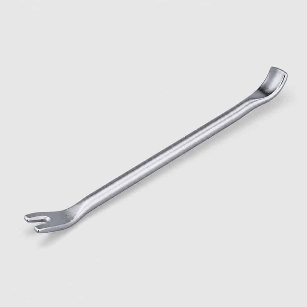 Levier métallique pour pose de valve de roue sur fond clair