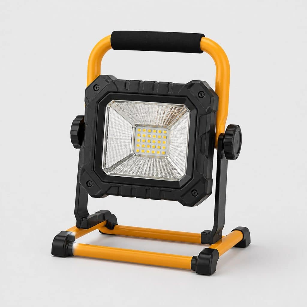 Projecteur de travail LED portable avec poignée sur fond clair