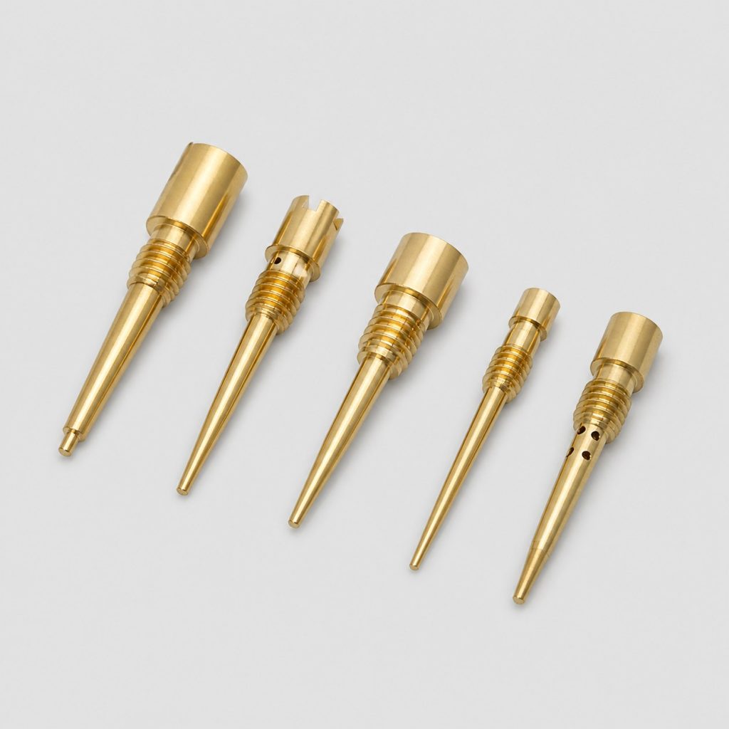 Assortiment de pointeaux de carburateur sur fond clair